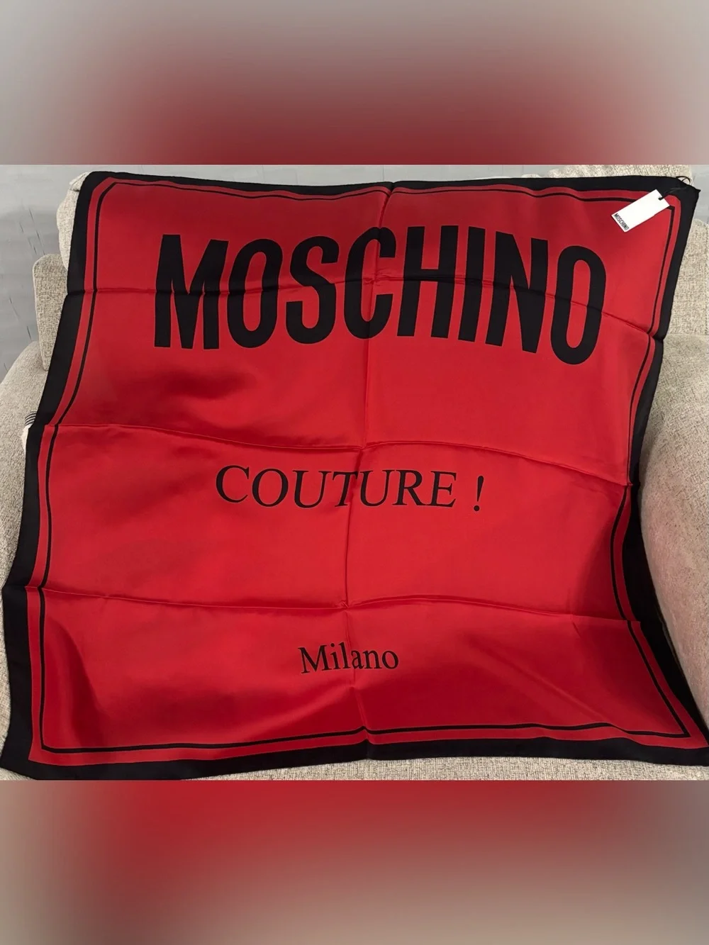 MOSCHINO Couture Silk Logo Scarf